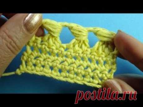 Пышний столбик вокруг трех столбиков Crochet stitches Вязание крючком для начинающих  378