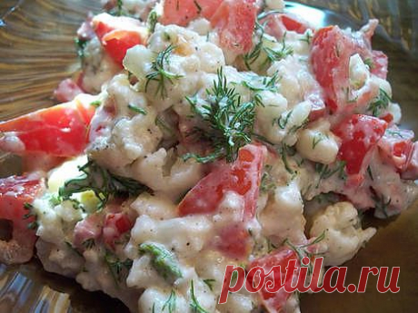 Рецепт салата с помидорами и цветной капустой |