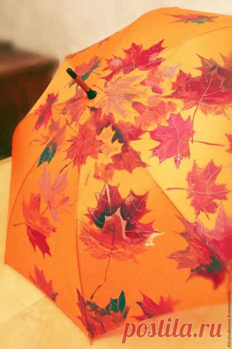 Роспись зонта "Осенние листья"