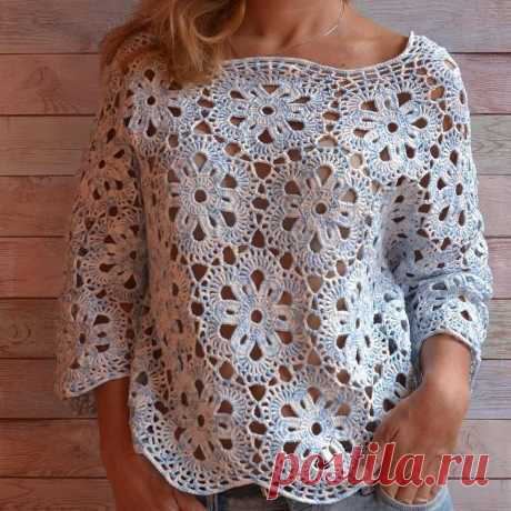 crochelinhasagulhas: Blusa com square em crochê