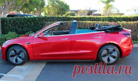 Обзор переделанного тюнерами седана Tesla Model 3 в кабриолет