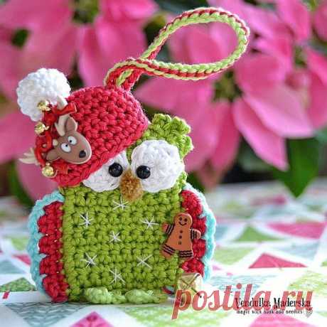 Crochet christmas owl ornament pattern от VendulkaM на Etsy