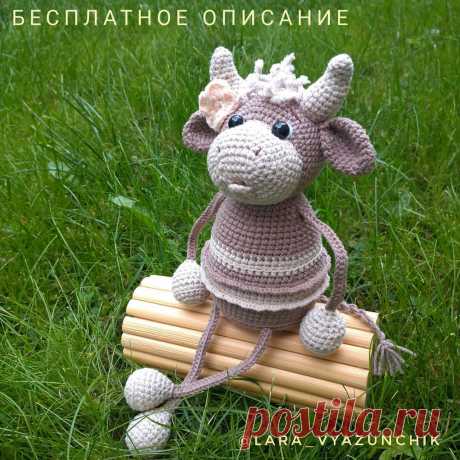 PDF Забавная Коровушка крючком. FREE crochet pattern; Аmigurumi animal patterns. Амигуруми схемы и описания на русском. Вязаные игрушки и поделки своими руками #amimore - корова, маленькая коровка, телёнок, бык, бычок.