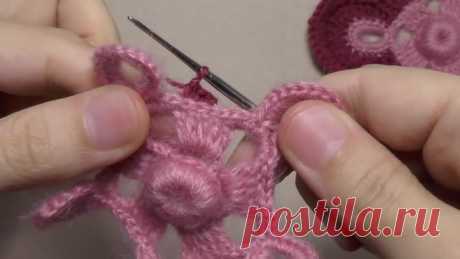 Вязание цветка.Урок вязания крючком.Сrochet flower pattern.Knitted flower.