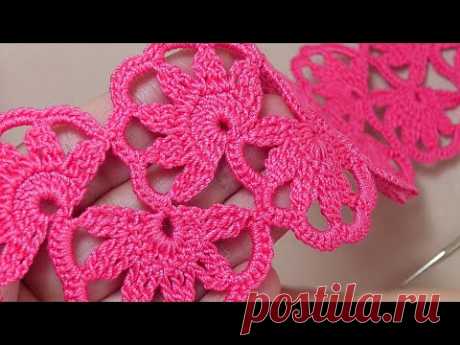 Очень простое ЛЕНТОЧНОЕ КРУЖЕВО вязание крючком для начинающих  Easy to Crochet TAPE LACE Tutorial