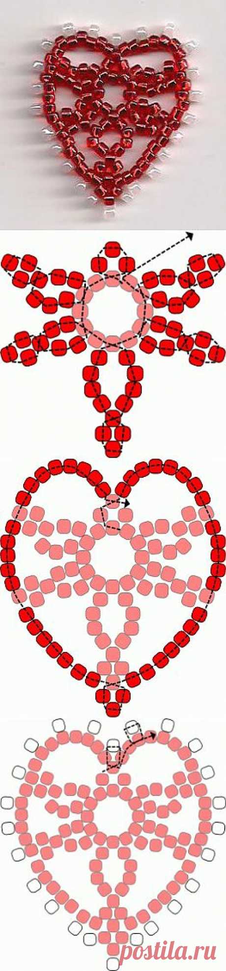 Сердечко из бисера ко Дню Святого Валентина / Украшения из бисера: схемы, мастер классы / PassionForum - мастер-классы по рукоделию