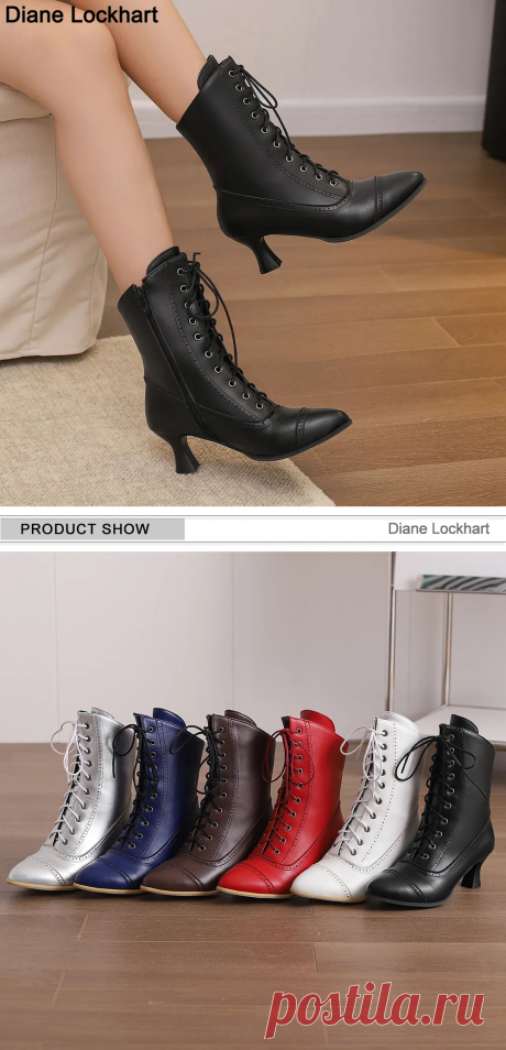Ботинки женские в британском стиле, благородные Ретро рыцарские полусапожки в стиле панк, на шнуровке, средневековая обувь на высоком каблуке с перекрестной шнуровкой | AliExpress