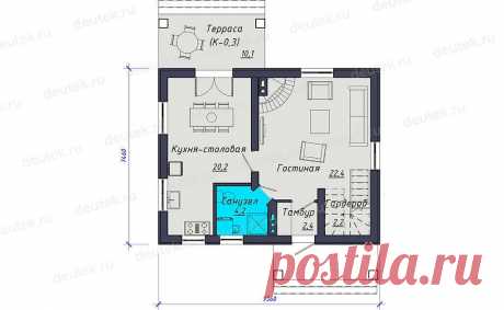 Проект дома 108 м2 из газобетона с мансардой и террасой | DEUTEK - проектирование домов | Дзен