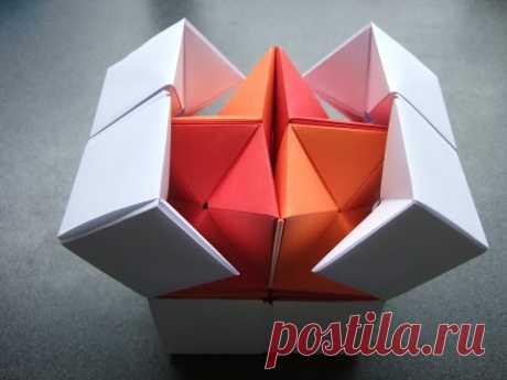 origami - action origami - double star flexicube (David Brill) - tutorial - dutchpapergirl