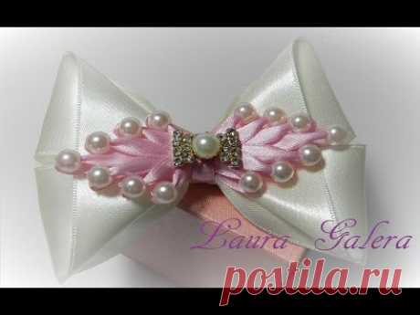 Moño bebe con perlas  Handmade Baby bow   Laço bebe