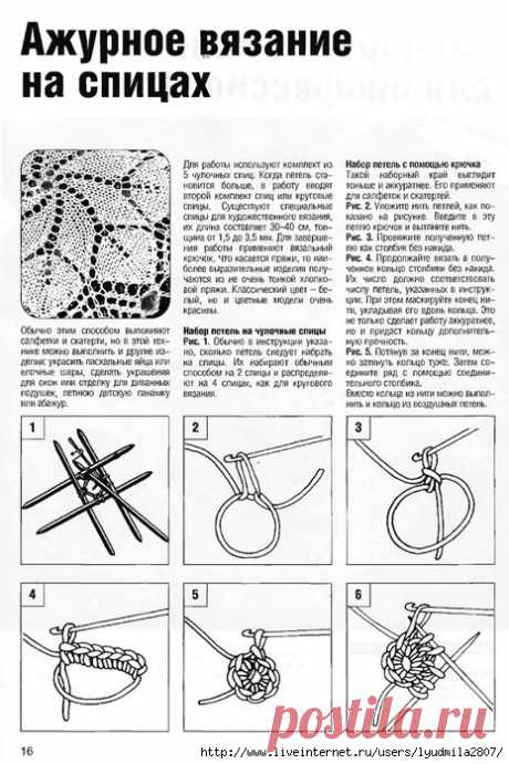 Ажурное круговое вязание на спицах