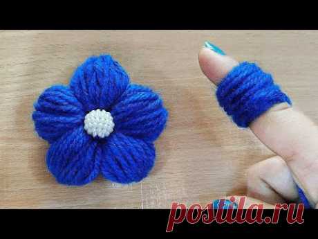 Amazing Woolen Flower Craft Idea using Finger - Easy Woolen Flower Making