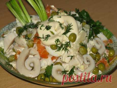 Салат с кальмарами овощной » Жрать.ру