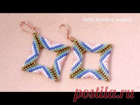 Square beade earring with beautiful design elegant and easy tutorials