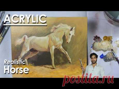 How to Paint A Realistic Horse in Acrylic | step by step Coloring | Supriyo