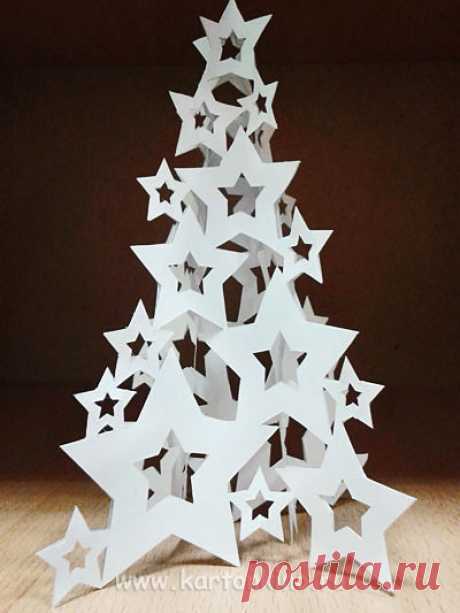 Новогодняя декорация “Ёлка в звездах”. Шаблоны. Схема сборки.