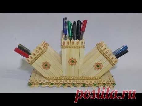 Beautiful Pen Stand And Mobile Phone Stand/Holder From Ice Cream Stick | Ice Cream Stick Craft