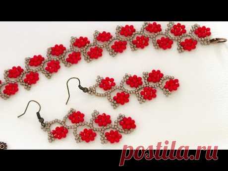 Grape vine Bracelet || Flower beaded bracelet || daisy flower bracelet and earrings