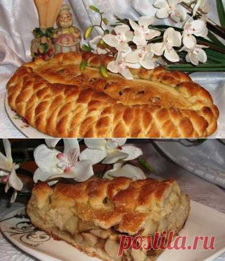 Постный пирог с грецким орехом и яблоками / Простые рецепты