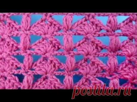 Необычный Ажурный узор вязания крючком с пышными столбиками Openwork crochet stitch   116