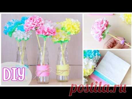 Как сделать ЦВЕТЫ ИЗ САЛФЕТОК / DIY: Paper Napkin Flowers / NataliDoma