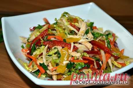 Азиатский салат Оливье – Корейская закуска из курицы и овощей.