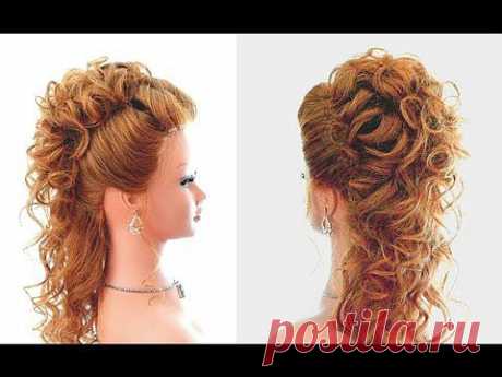 ▶ Прическа на выпускной, вечерняя прическа, свадебная прическа. Wedding prom hairstyle - YouTube