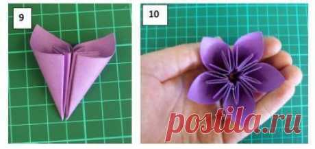 Красивый цветок в технике оригами