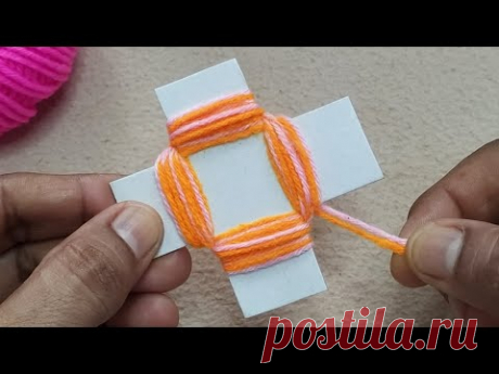 Amazing 2 Beautiful Woolen Yarn Flower making ideas with Paper | Easy Sewing Hack