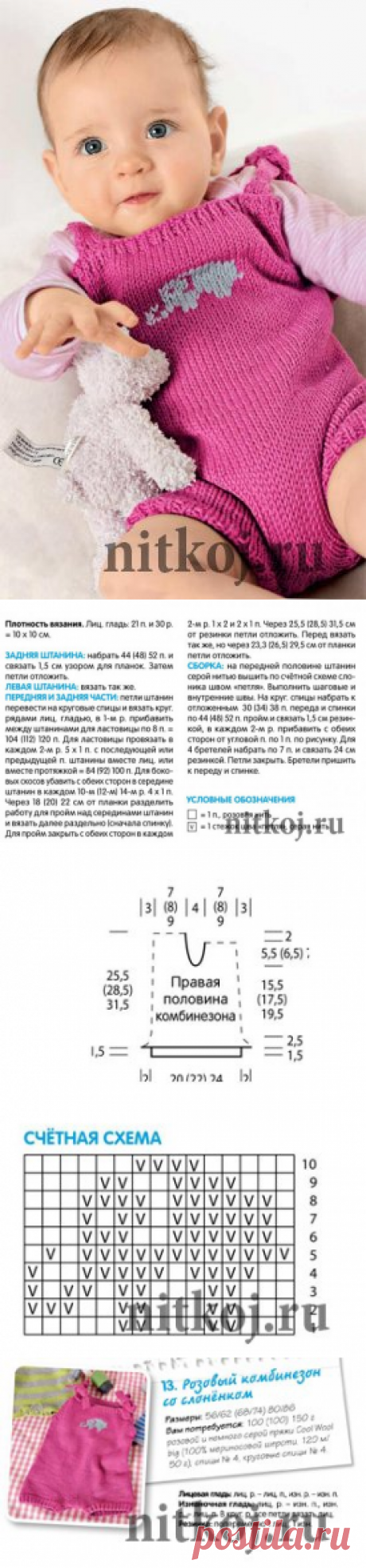 Комбинезон спицами для новорожденных » Ниткой - вязаные вещи для вашего дома, вязание крючком, вязание спицами, схемы вязания