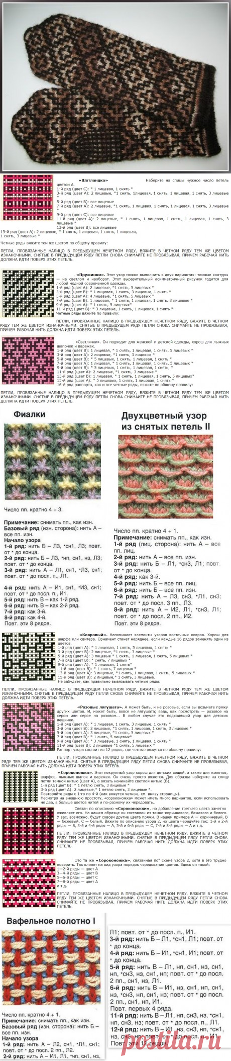 Ленивый жаккард спицами, 33 схемы вязания узоров и изделий, Узоры для вязания спицами