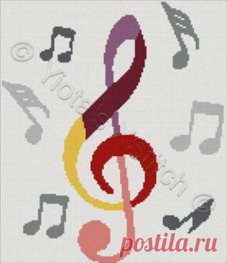 Treble clef cross stitch kit or pattern | Yiotas XStitch