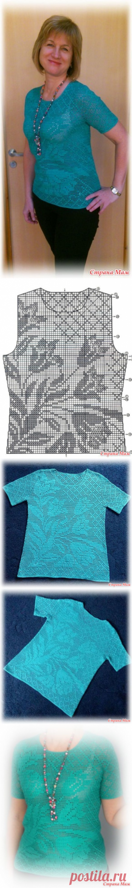Филейный топ лилии (или тюльпаны), крючок - Вязание - Страна Мам