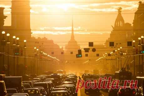 Город золотой! Залитый солнцем Невский снял Игорь Захаров. Светлых грёз!