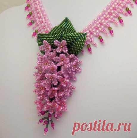 (330) Persian Lilac Necklace | Seed beads - Flowers &amp; Leaves | Сирень, Ожерелья и Вышивка Бисером