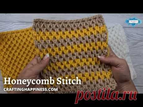 Easy Honeycomb Crochet Stitch STEP BY STEP FOR BEGINNERS by Crafting Happiness