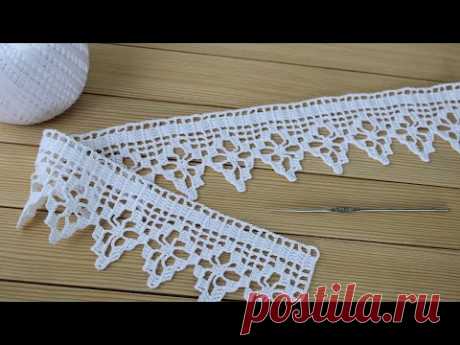 КАЙМА КРЮЧКОМ простое вязание для начинающих МАСТЕР-КЛАСС схема   Easy to Crochet Tape Lace pattern