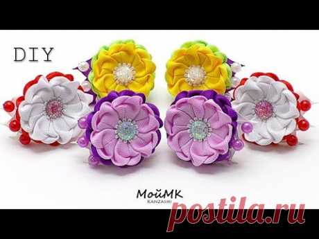 РЕЗИНКИ КАНЗАШИ МК DIY Kanzashi Tutorial МойМК