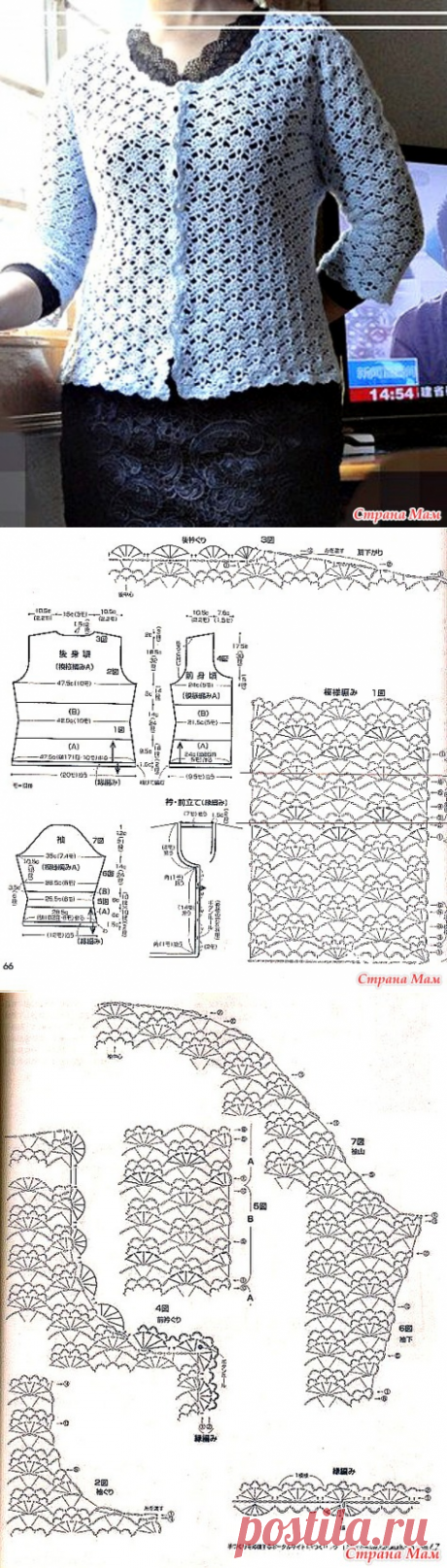 Ажурный кардиган крючком. - ВЯЗАНАЯ МОДА+ ДЛЯ НЕМОДЕЛЬНЫХ ДАМ - Страна Мам