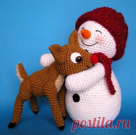 Crochet SNOWMAN and FAWN pattern English only | Etsy