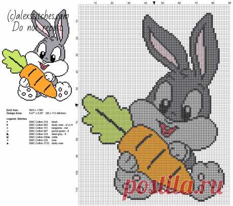 Baby-Bugs-Bunny-with-carrot-Looney-Tunes-cartoons-character-free-cross-stitch-pattern.jpg (2400×2117)