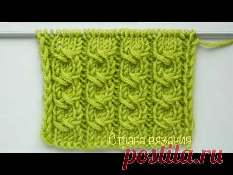 Узоры спицами. Жгут из длинных петель. Knitting patterns. Plait from long loops.