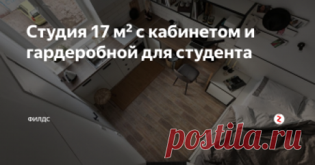 Студия 17 м² с кабинетом и гардеробной для студента Дизайнер Елена Фатеева создала удобную студию из убитой квартиры в старом фонде, и уместила на 17 квадратах абсолютно всё необходимое.