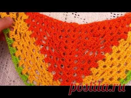 ШАЛЬ - ОСЕНЬ - , Вязание КРЮчКОМ по СХЕМЕ ,   crochet shawl  (шаль № 413)