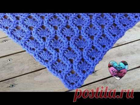 Châle couronnes crochet facile / Crowns shawl crochet (english subtitles) - YouTube