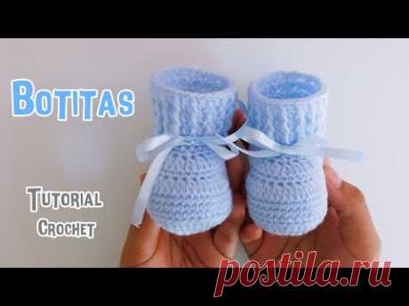 Como tejer paso a paso zapatitos, escarpines a crochet - ganchillo - gancho