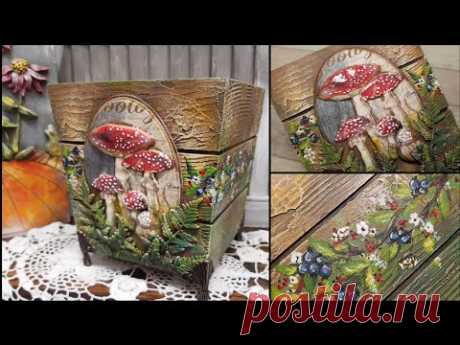 A container inspired by nature and the forest🍄💚🐞 Decoupage 3d