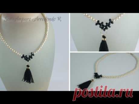 Manualidades: COMO hacer COLLAR de PERLAS fácil Bisutería DIY ♥