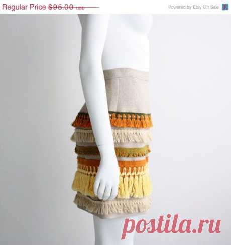 ON SALE Hemp and Cotton Fringe skirt LAST by iheartnorwegianwood