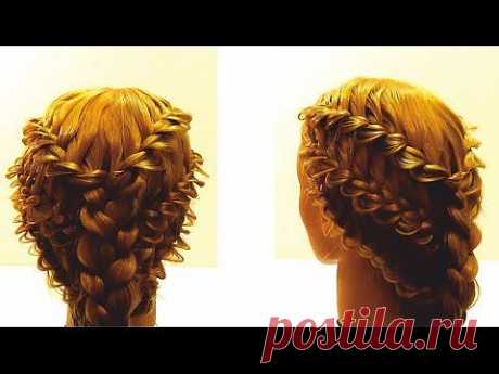 Прическа c плетением на длинные волосы. Праздничная прическа .Braids hairstyle - YouTube